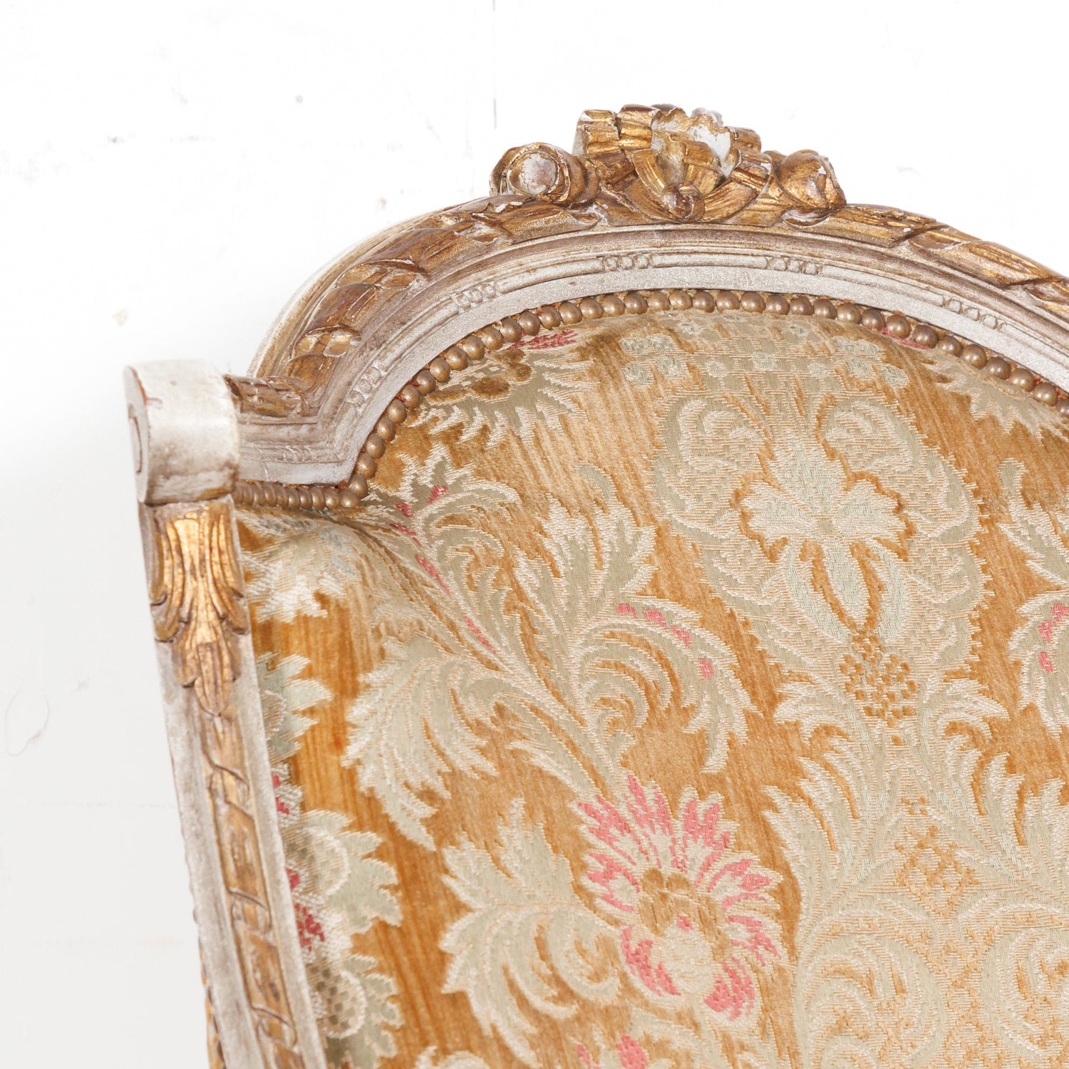 Pair of Early 21st Century French Louis XVI Style Parcel Gilt and Painted Maison Jansen Bergere Armchairs