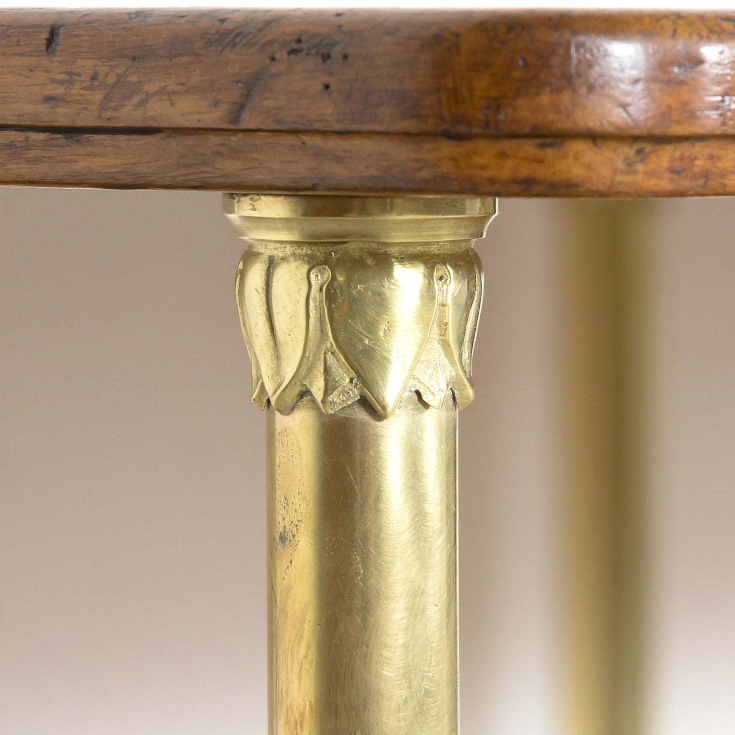 Early 20th Century French Art Deco Period Oak and Brass Display Table or Kitchen Island