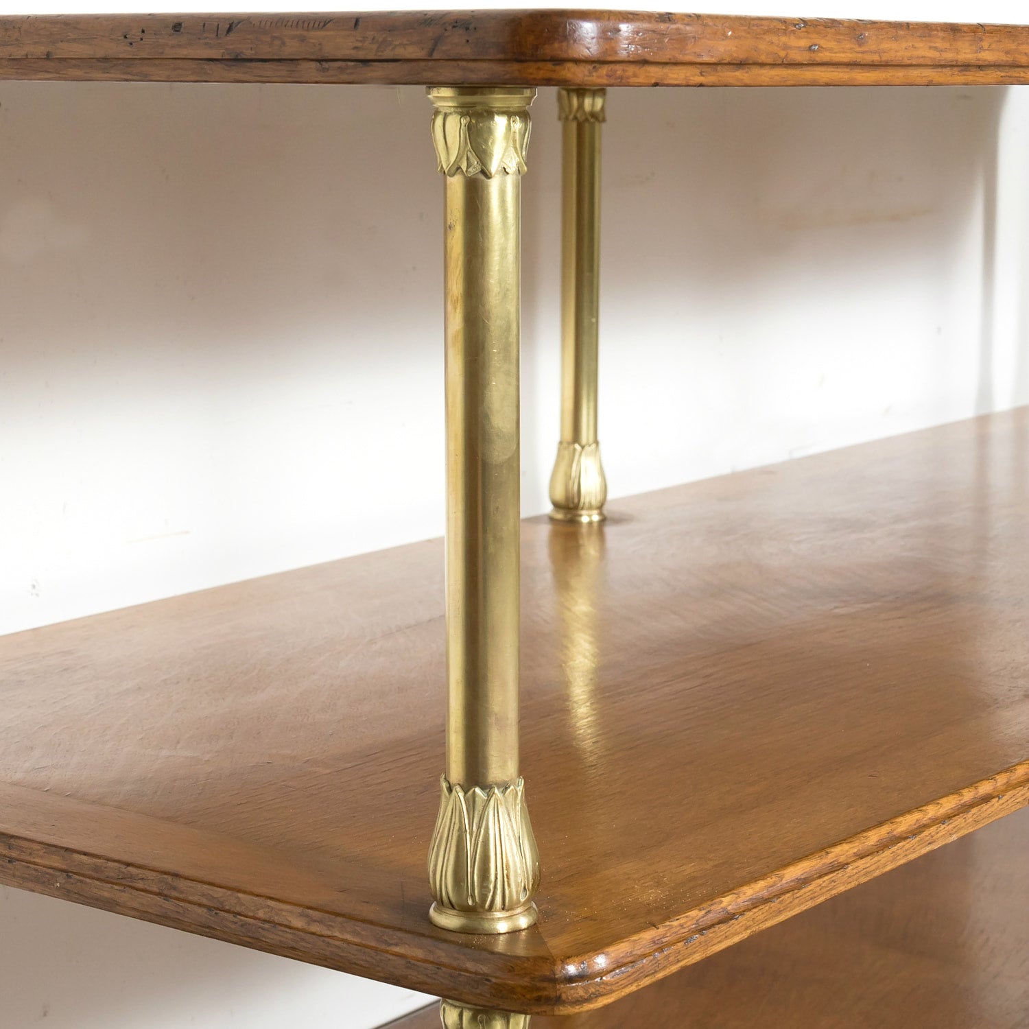 Early 20th Century French Art Deco Period Oak and Brass Display Table or Kitchen Island