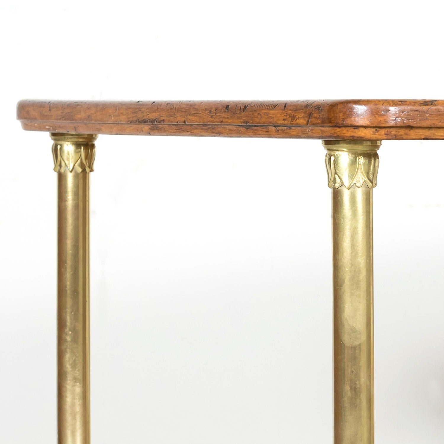 Early 20th Century French Art Deco Period Oak and Brass Display Table or Kitchen Island