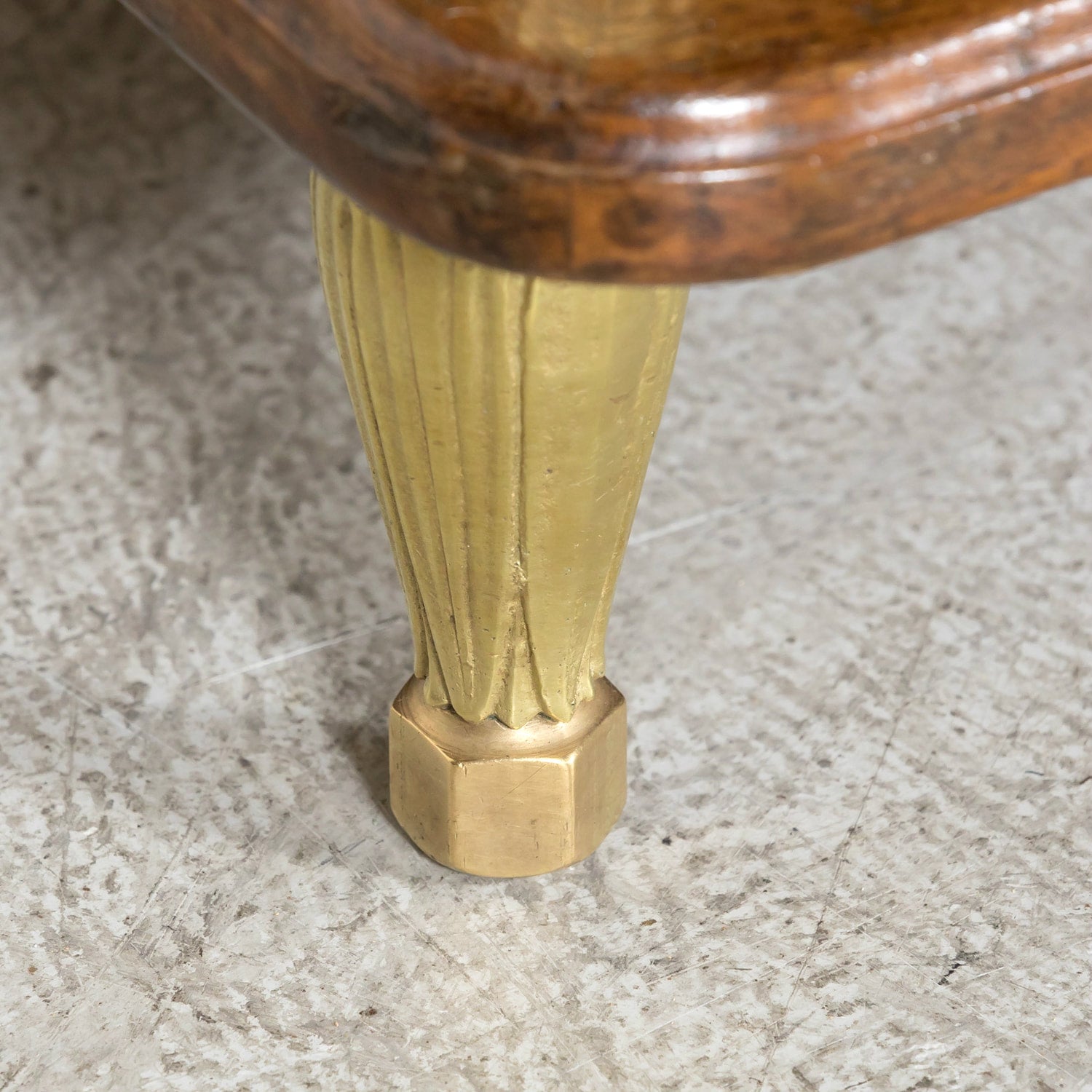 Early 20th Century French Art Deco Period Oak and Brass Display Table or Kitchen Island