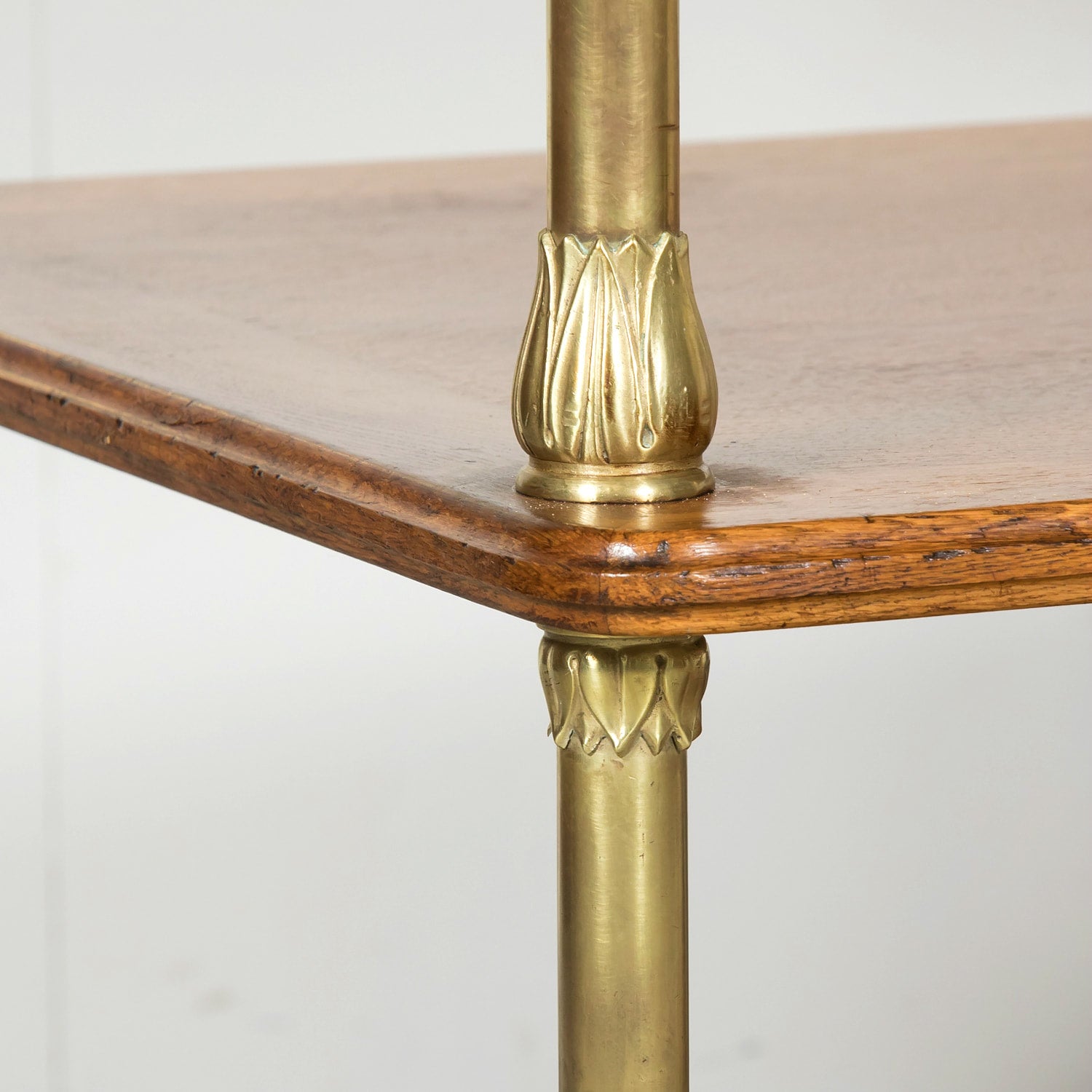 Early 20th Century French Art Deco Period Oak and Brass Display Table or Kitchen Island