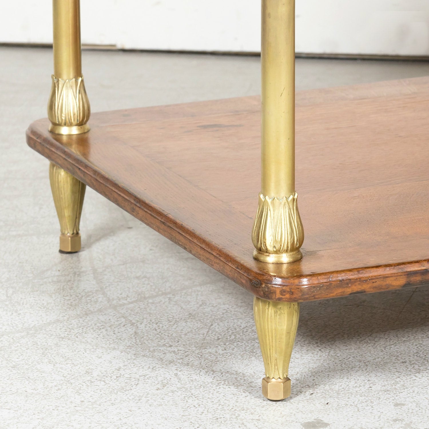 Early 20th Century French Art Deco Period Oak and Brass Display Table or Kitchen Island