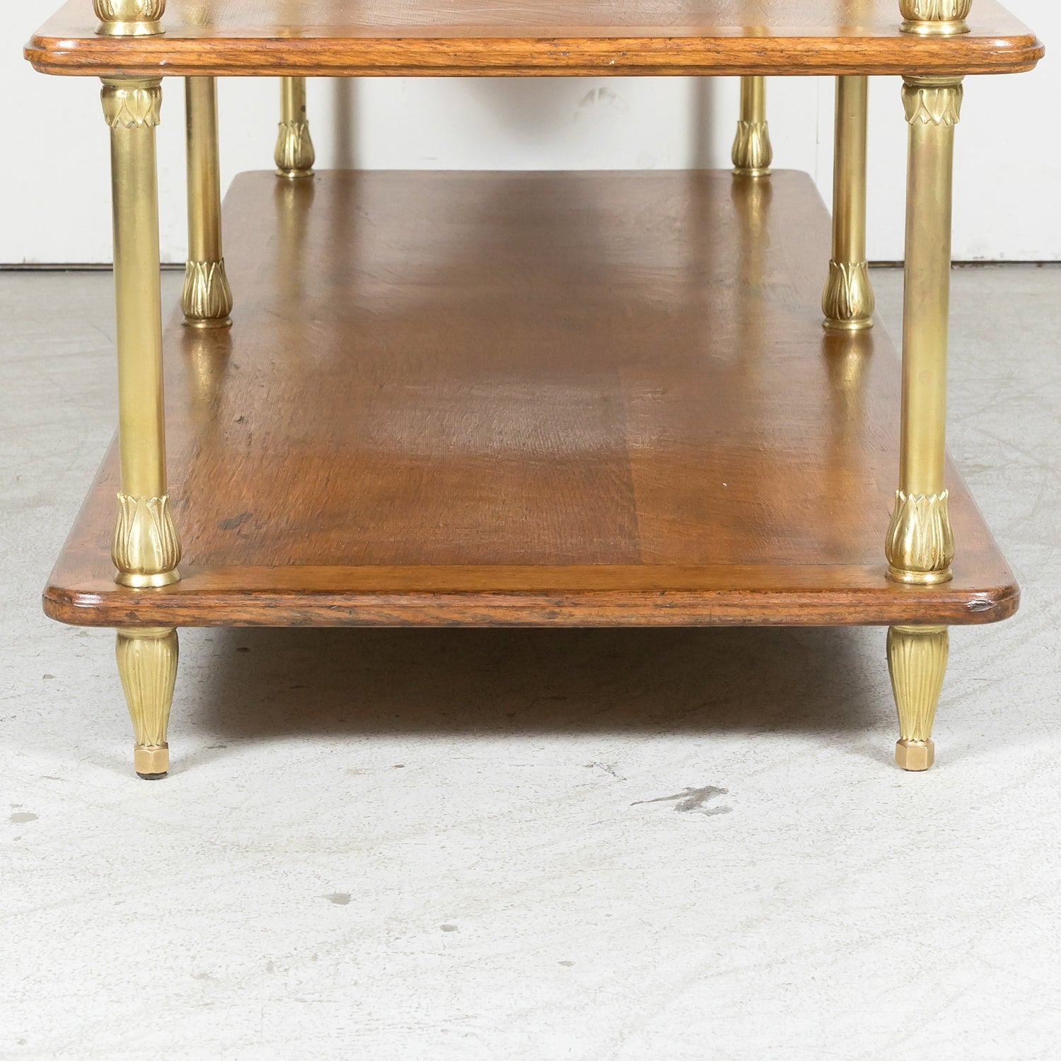 Early 20th Century French Art Deco Period Oak and Brass Display Table or Kitchen Island