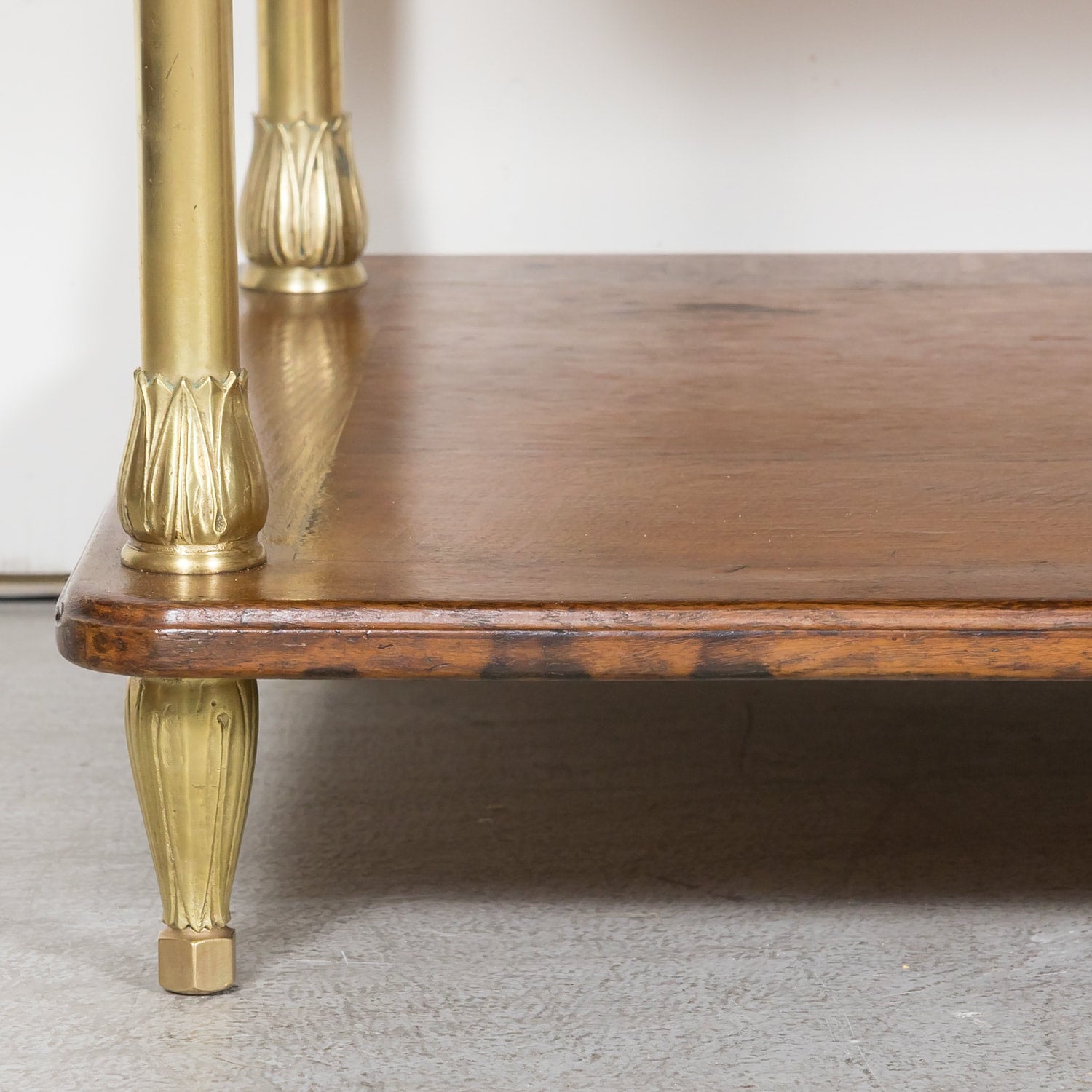 Early 20th Century French Art Deco Period Oak and Brass Display Table or Kitchen Island