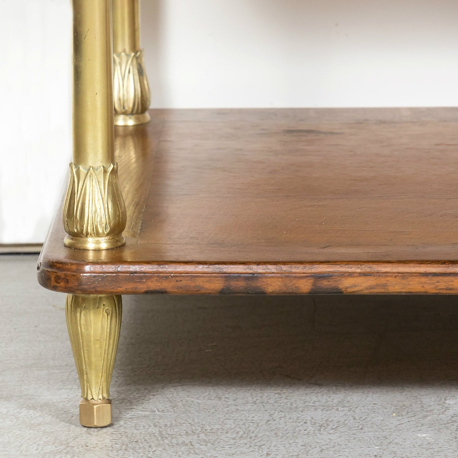 Early 20th Century French Art Deco Period Oak and Brass Display Table or Kitchen Island