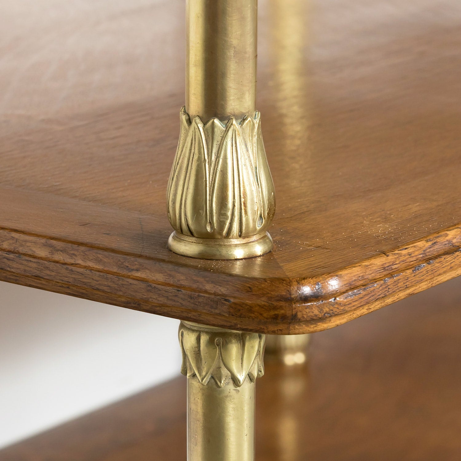 Early 20th Century French Art Deco Period Oak and Brass Display Table or Kitchen Island