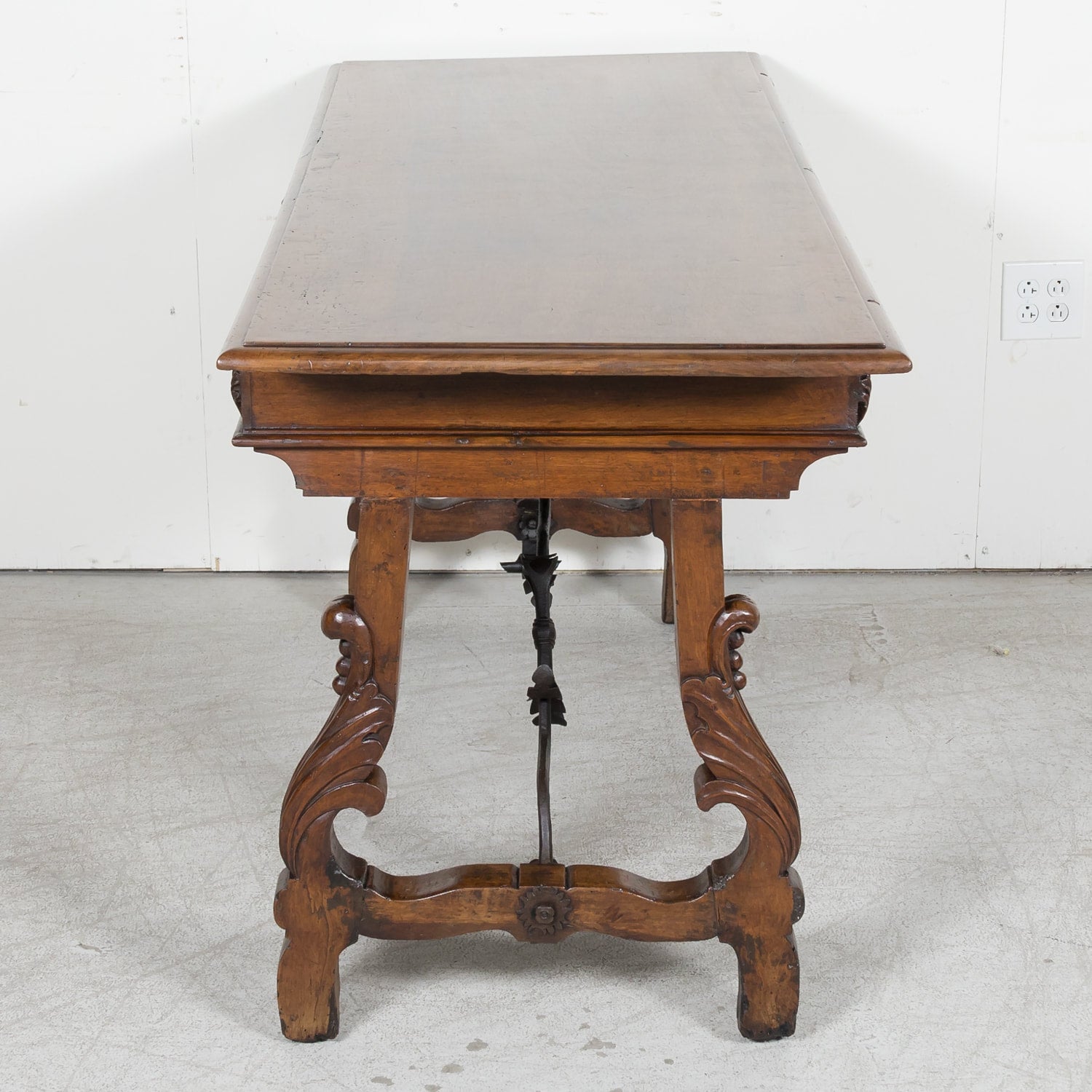 Early 19th Century Italian Baroque Style Walnut Fratino Console Table or Desk with Drawers