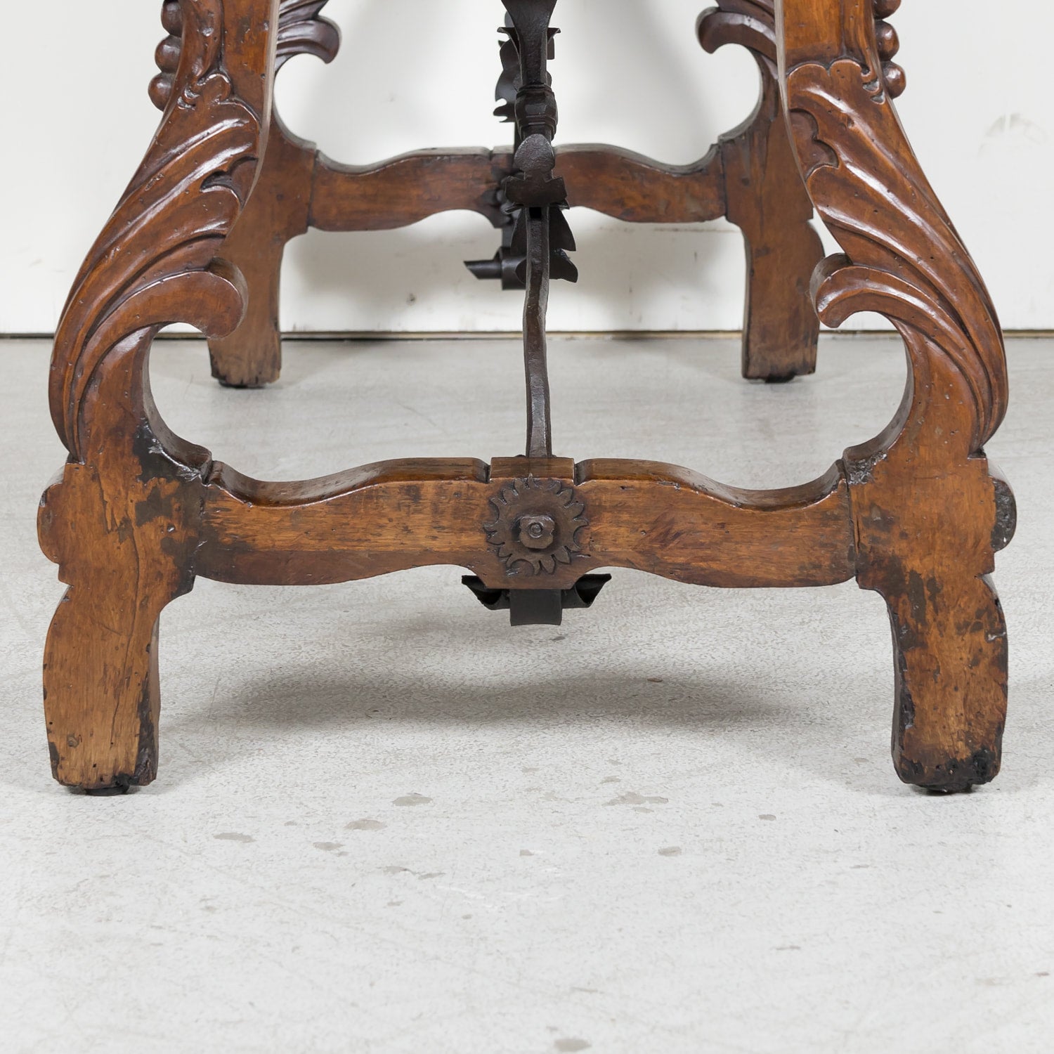 Early 19th Century Italian Baroque Style Walnut Fratino Console Table or Desk with Drawers