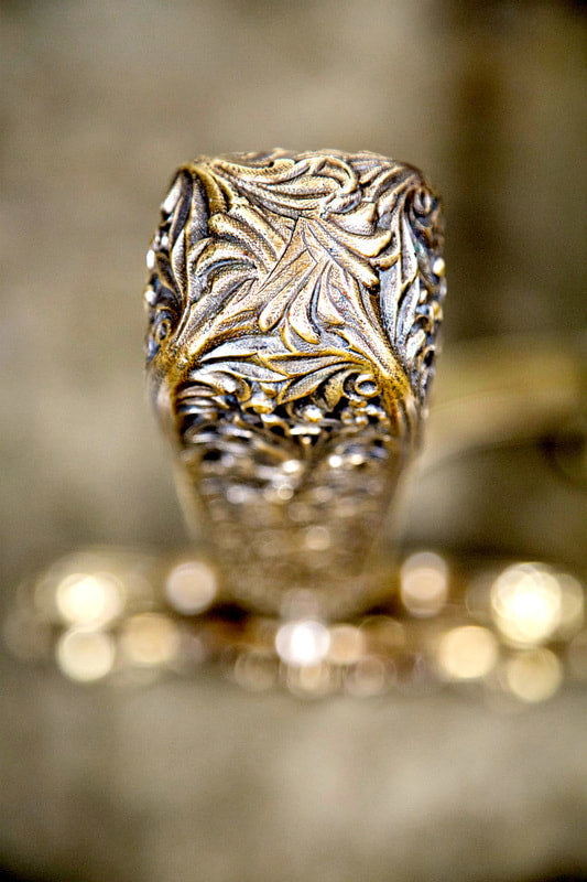 Fine Pair of Brass and Wrought Iron Andirons Attributed to Tiffany Studios