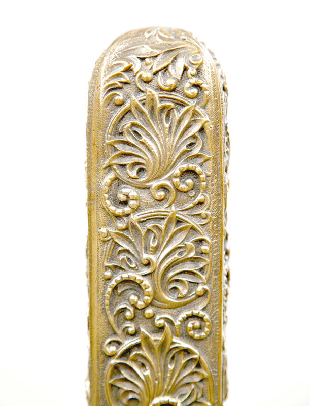 Fine Pair of Brass and Wrought Iron Andirons Attributed to Tiffany Studios