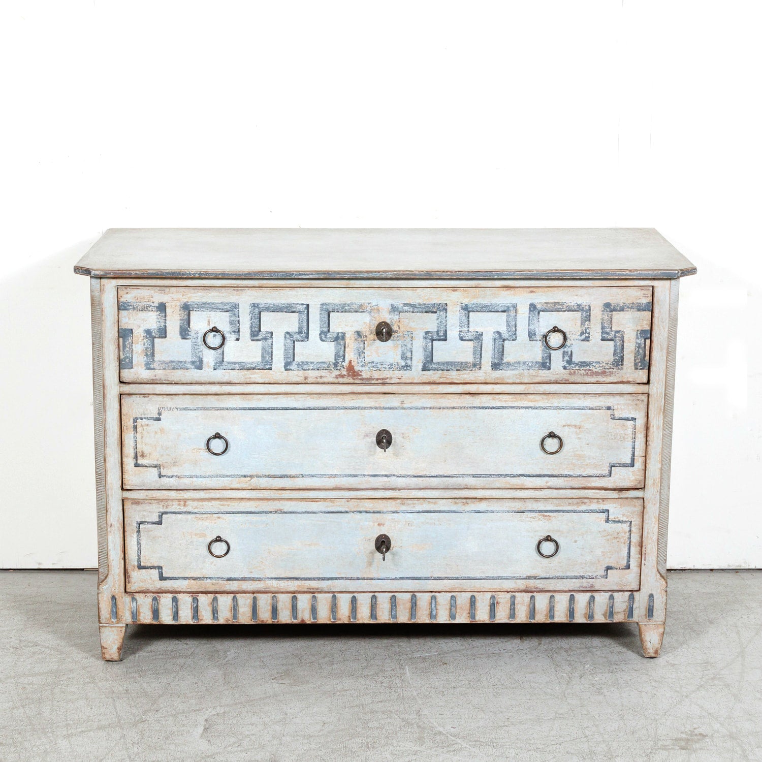 19th Century French Louis XVI Style Painted Three-Drawer Neoclassical Commode