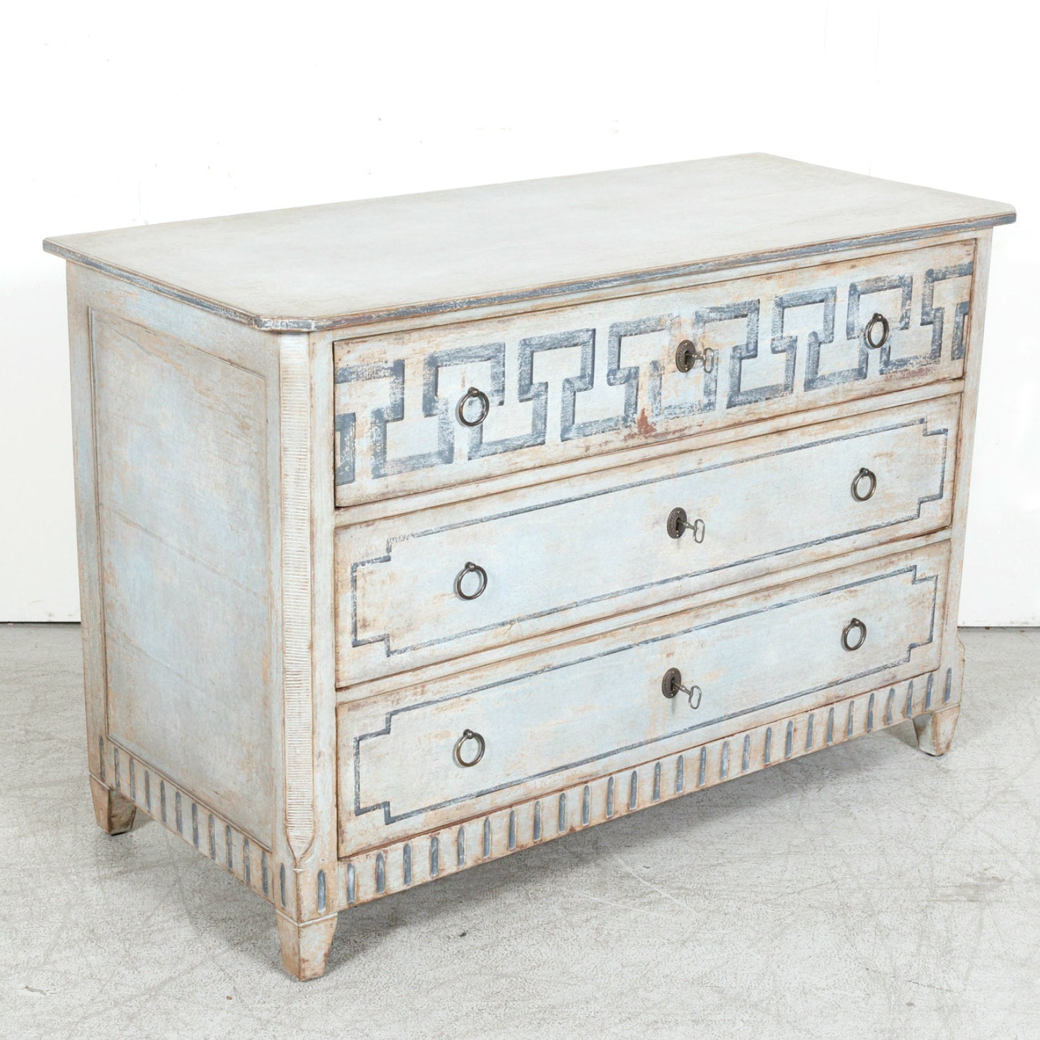 19th Century French Louis XVI Style Painted Three-Drawer Neoclassical Commode