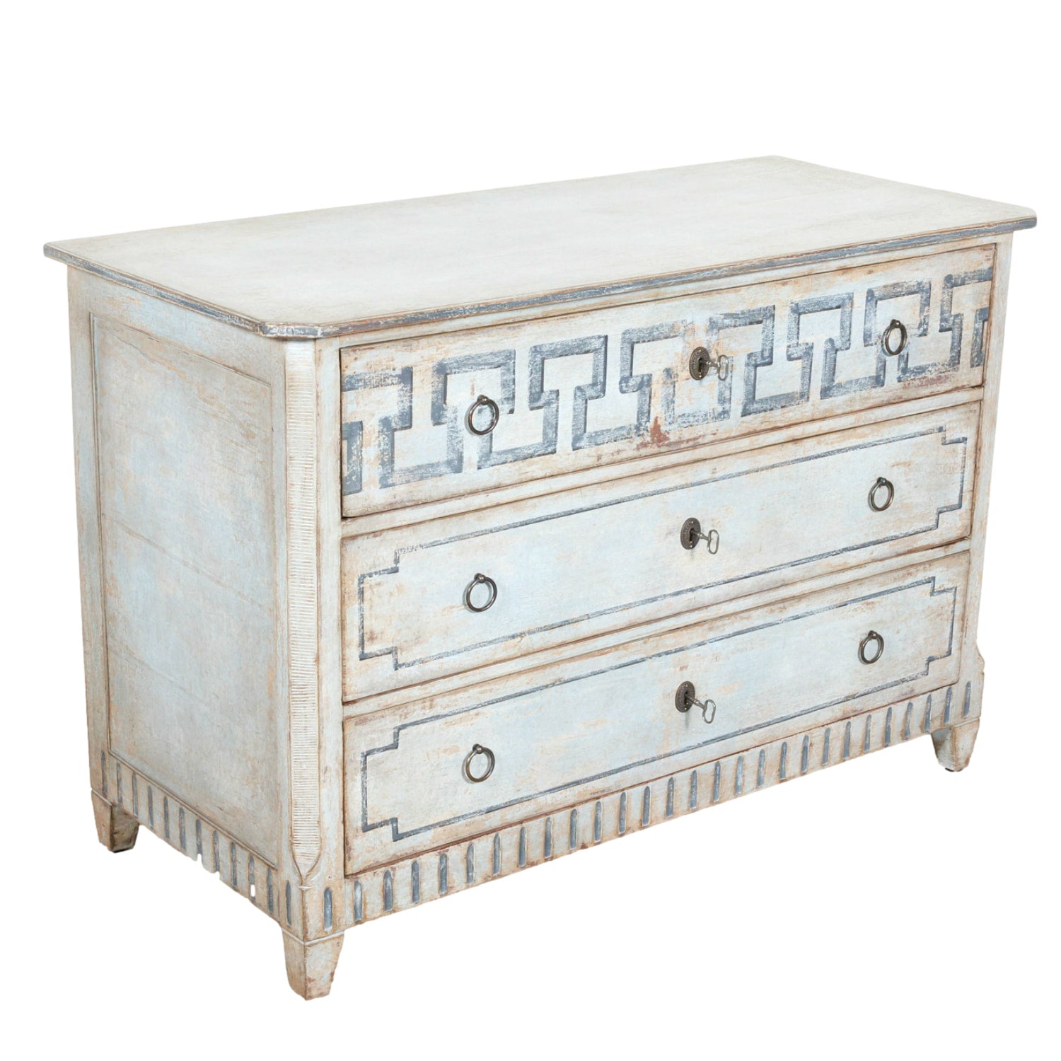 19th Century French Louis XVI Style Painted Three-Drawer Neoclassical Commode