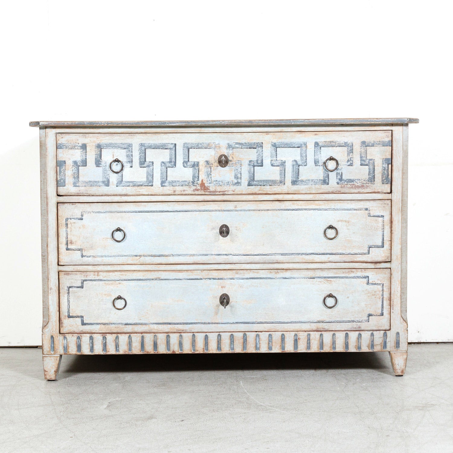 19th Century French Louis XVI Style Painted Three-Drawer Neoclassical Commode