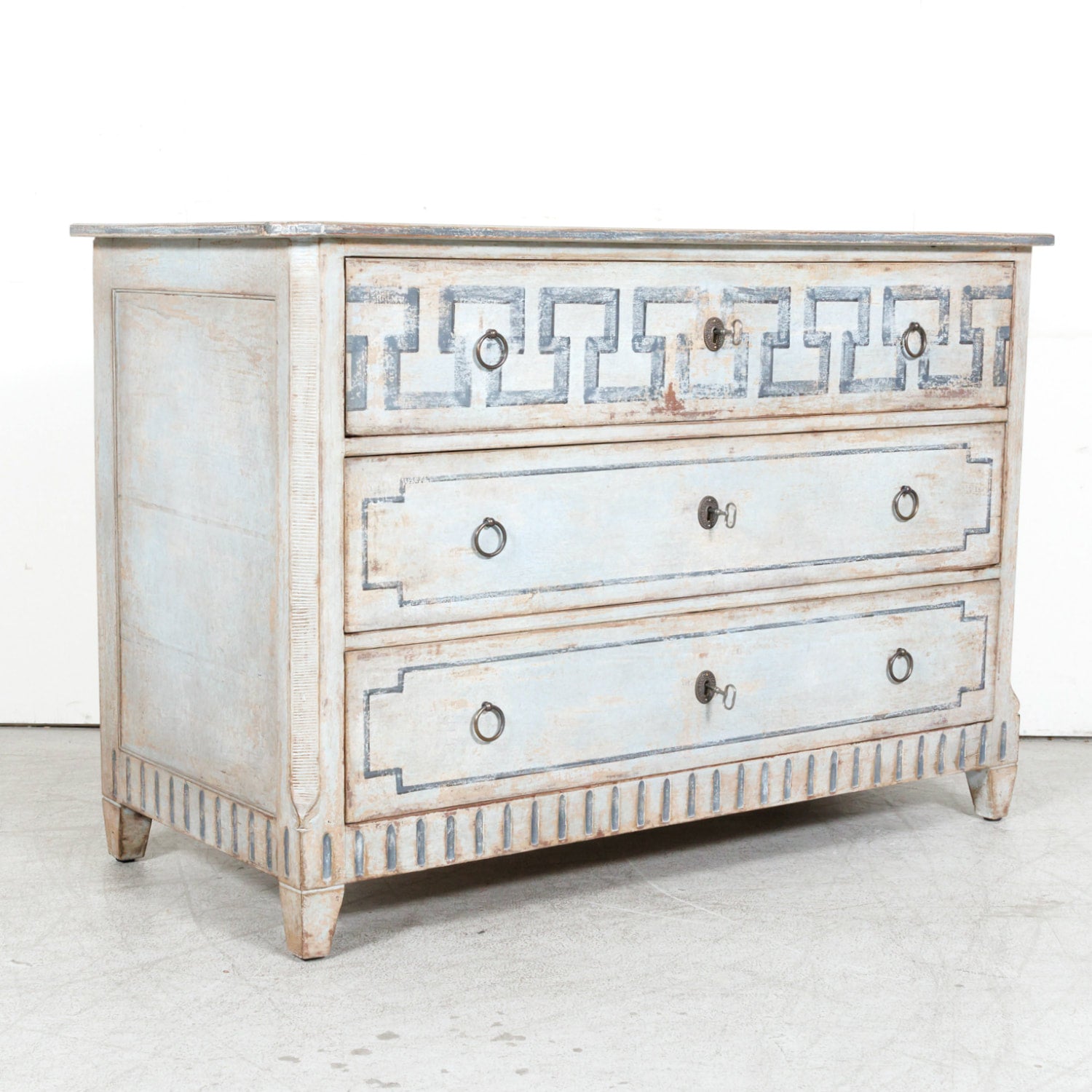 19th Century French Louis XVI Style Painted Three-Drawer Neoclassical Commode