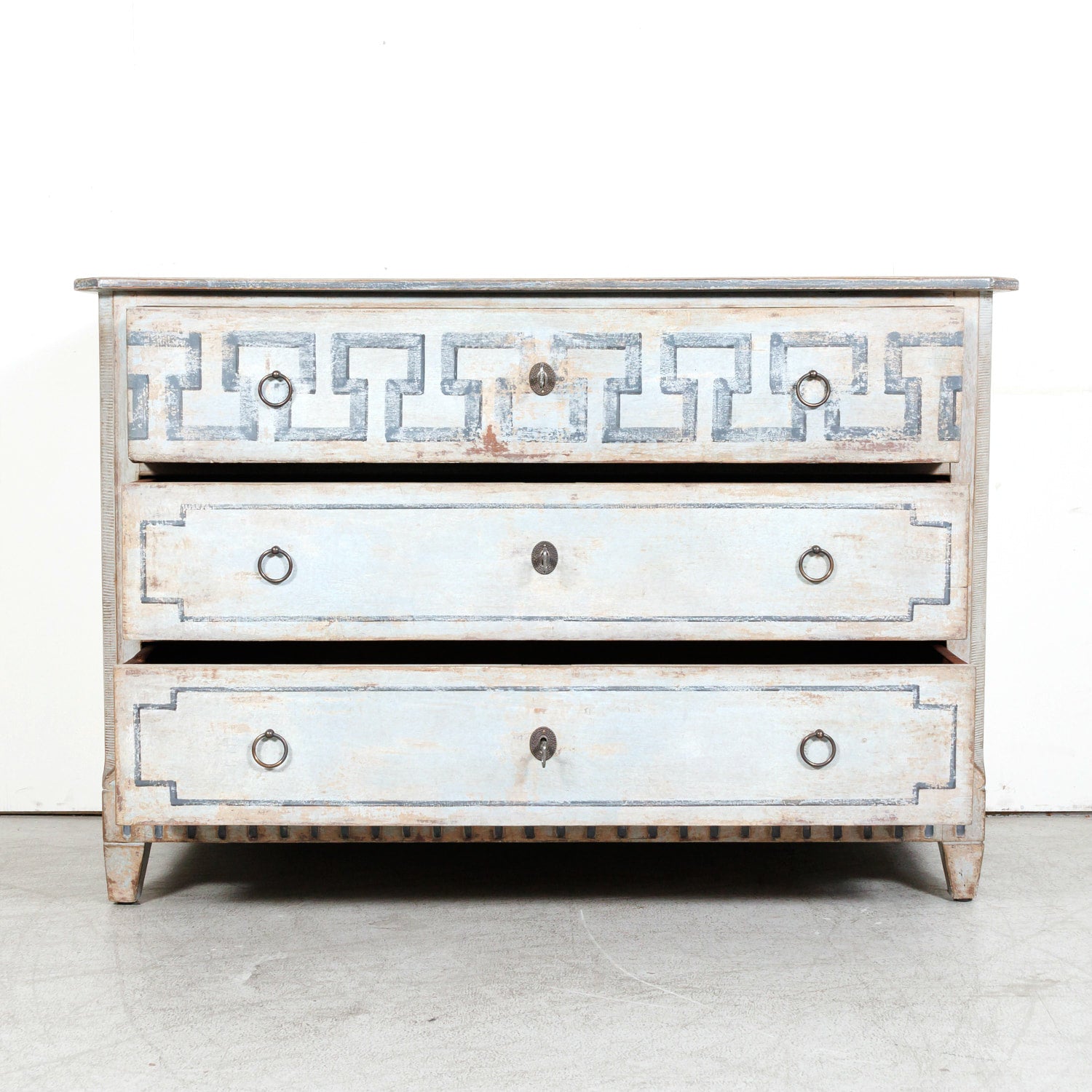19th Century French Louis XVI Style Painted Three-Drawer Neoclassical Commode