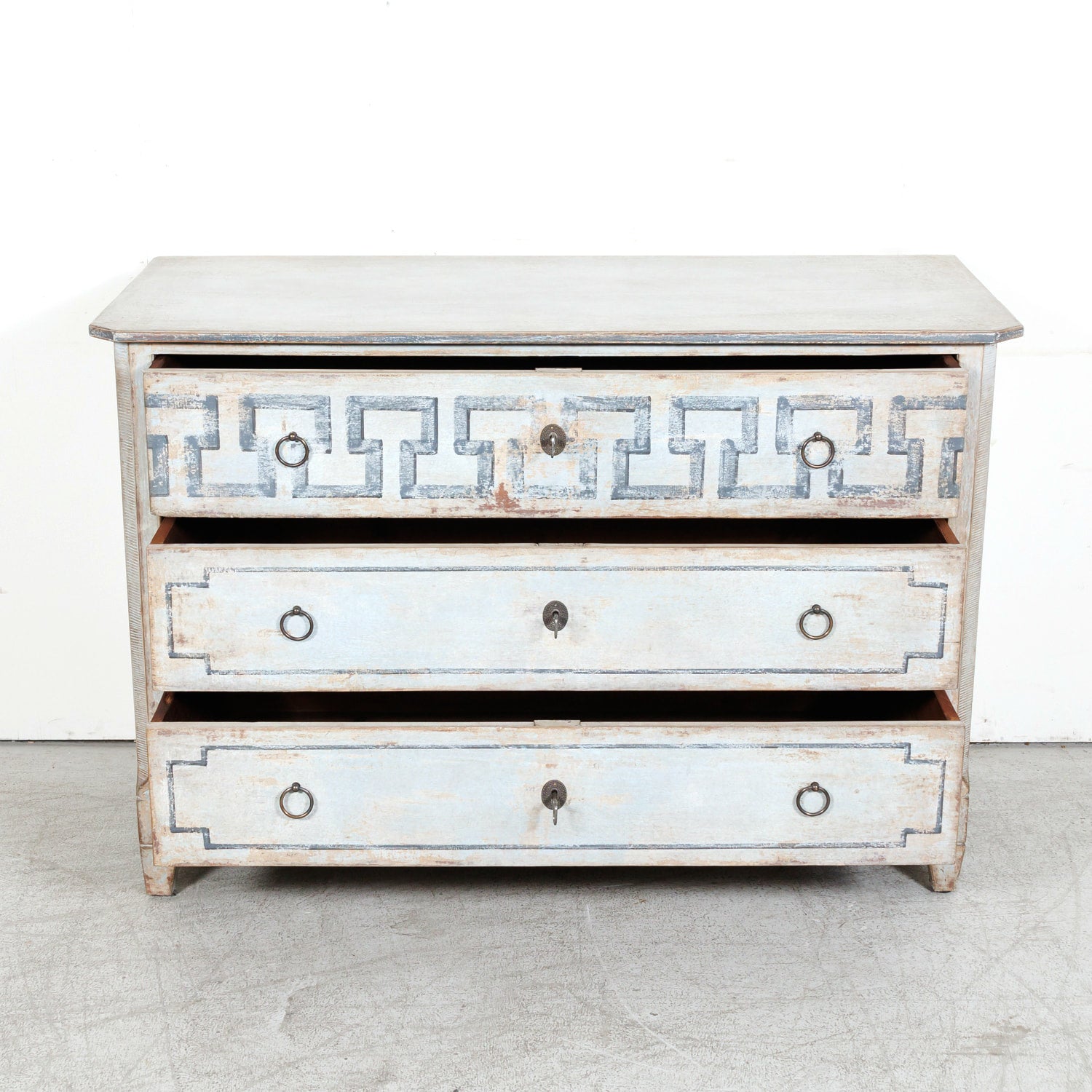 19th Century French Louis XVI Style Painted Three-Drawer Neoclassical Commode