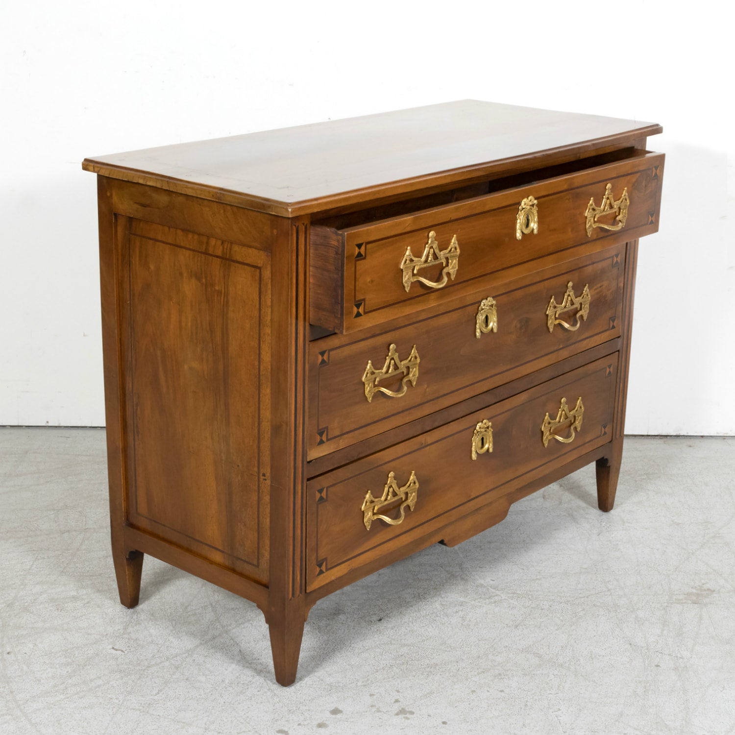 18th Century Period French Louis XVI Lyonnaise Walnut and Fruitwood Marquetry Commode