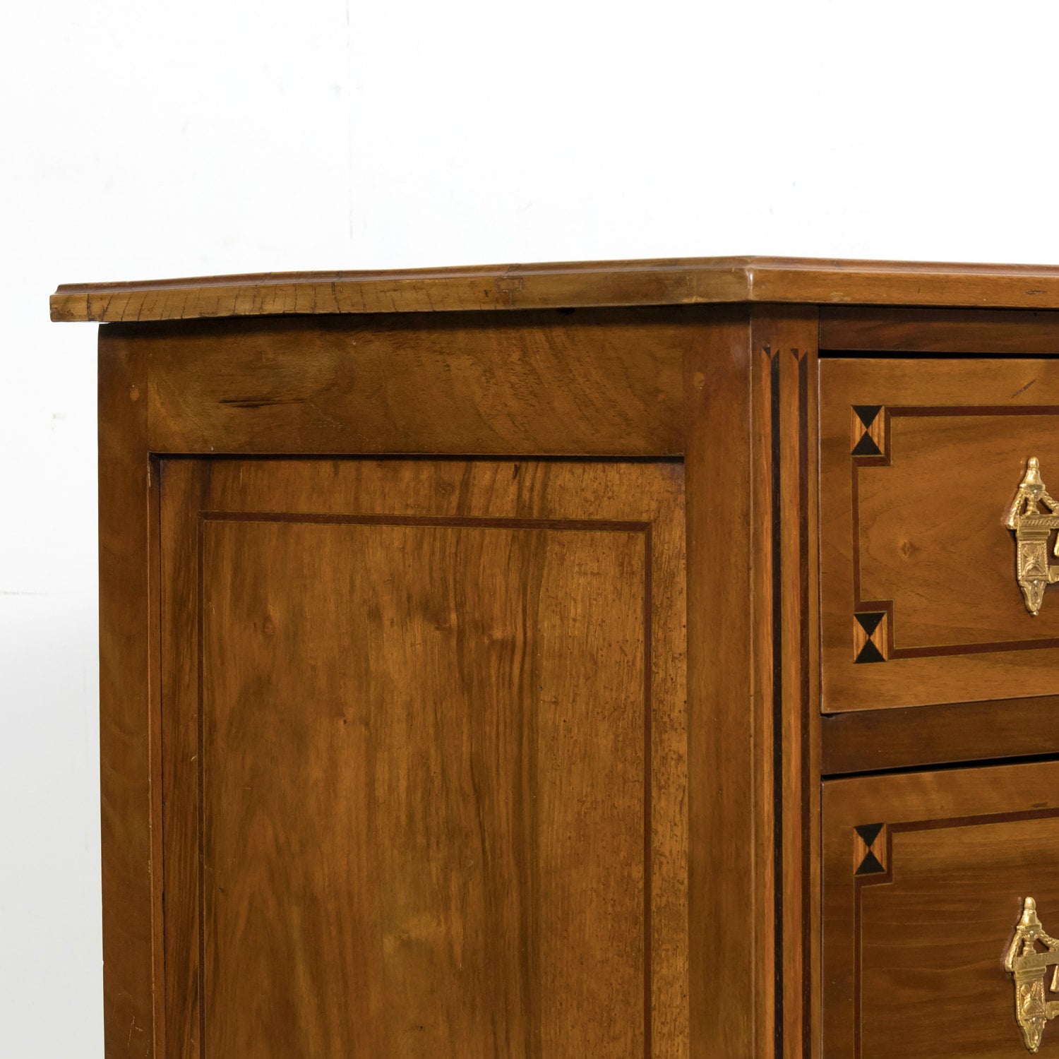 18th Century Period French Louis XVI Lyonnaise Walnut and Fruitwood Marquetry Commode