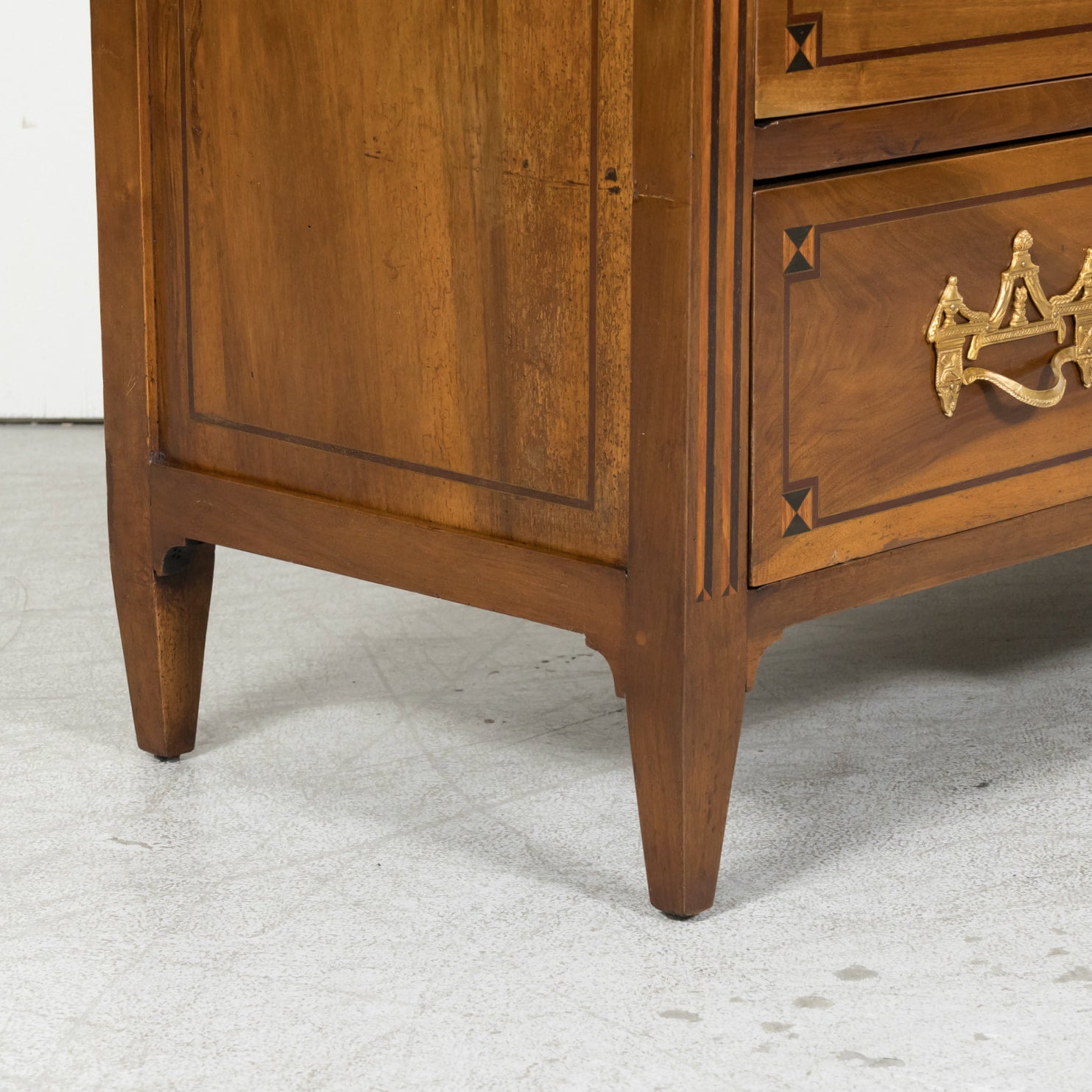 18th Century Period French Louis XVI Lyonnaise Walnut and Fruitwood Marquetry Commode