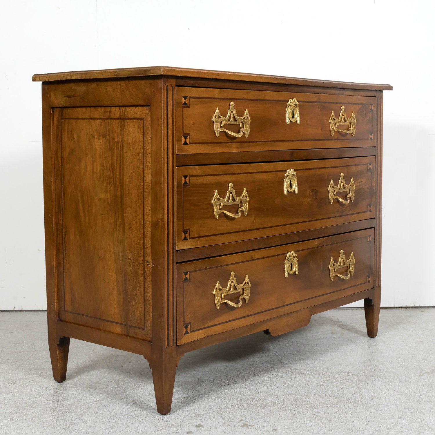 18th Century Period French Louis XVI Lyonnaise Walnut and Fruitwood Marquetry Commode