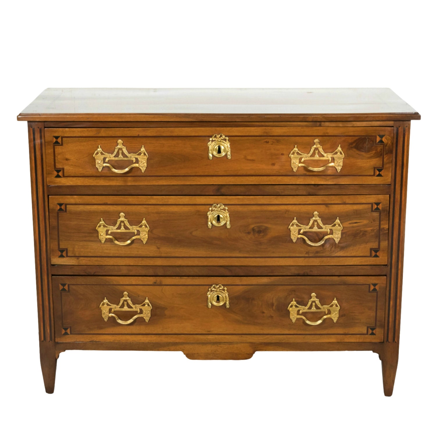 18th Century Period French Louis XVI Lyonnaise Walnut and Fruitwood Marquetry Commode