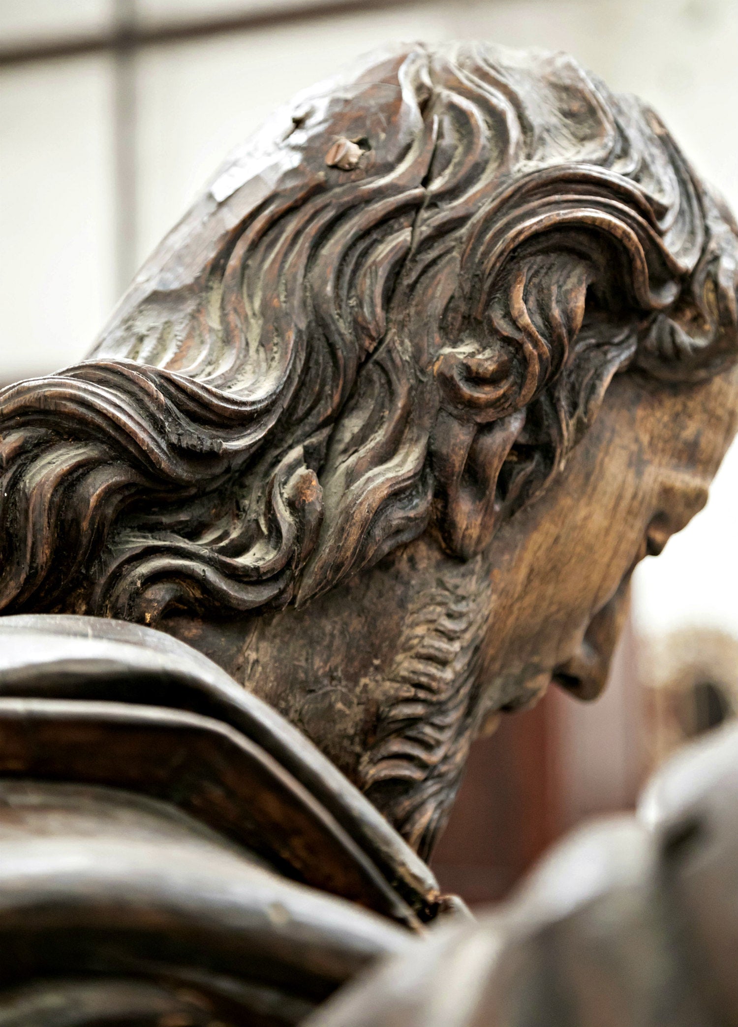 Rare 18th Century Life Size Carved Wood Statue of St. Joseph