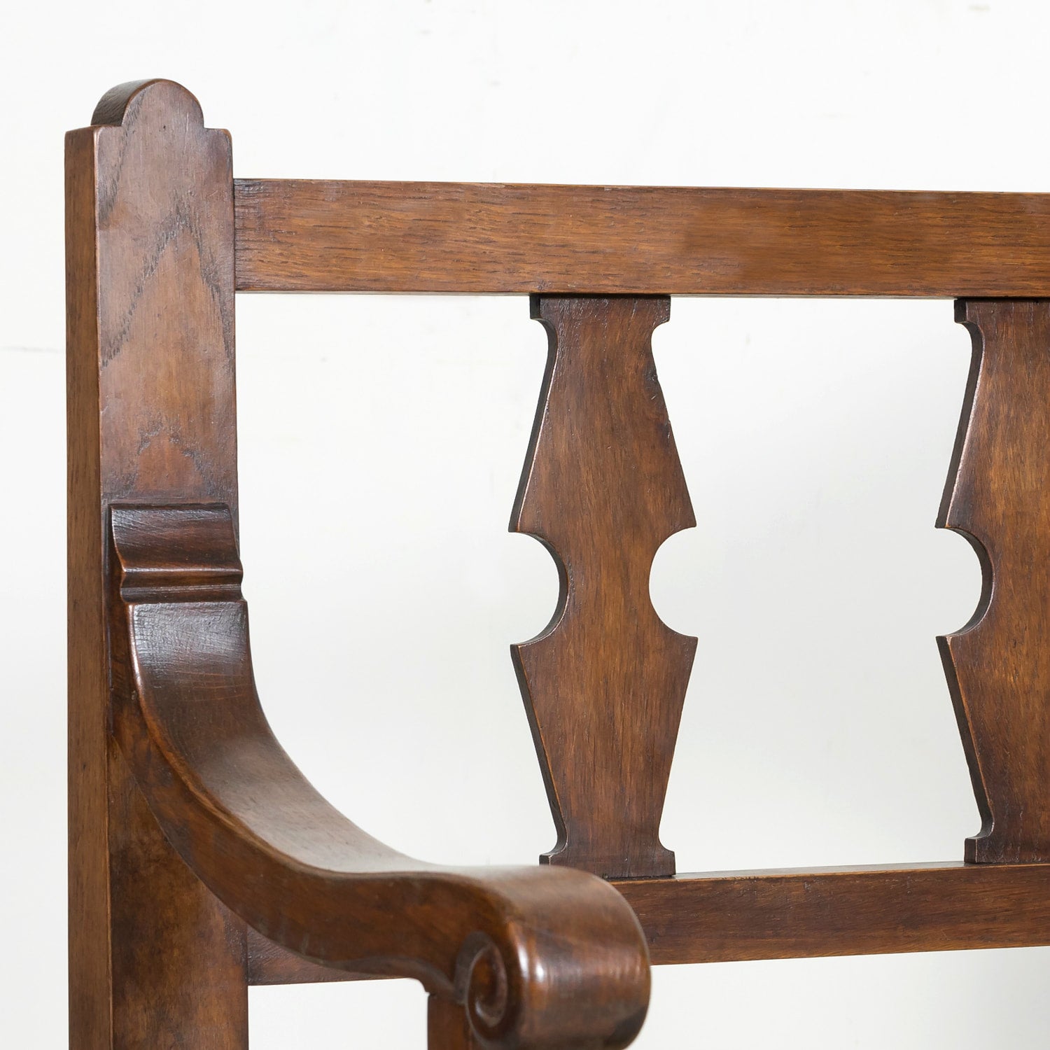 19th Century French Country Carved Oak Radassier or Hall Bench with Rush Seat