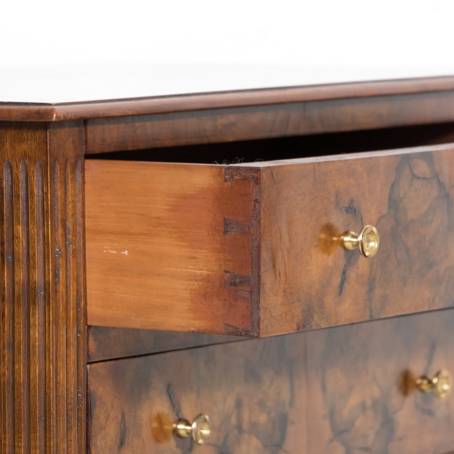 19th Century French Louis XVI Style Walnut and Burled Walnut Bookmatched Front Petite Commode