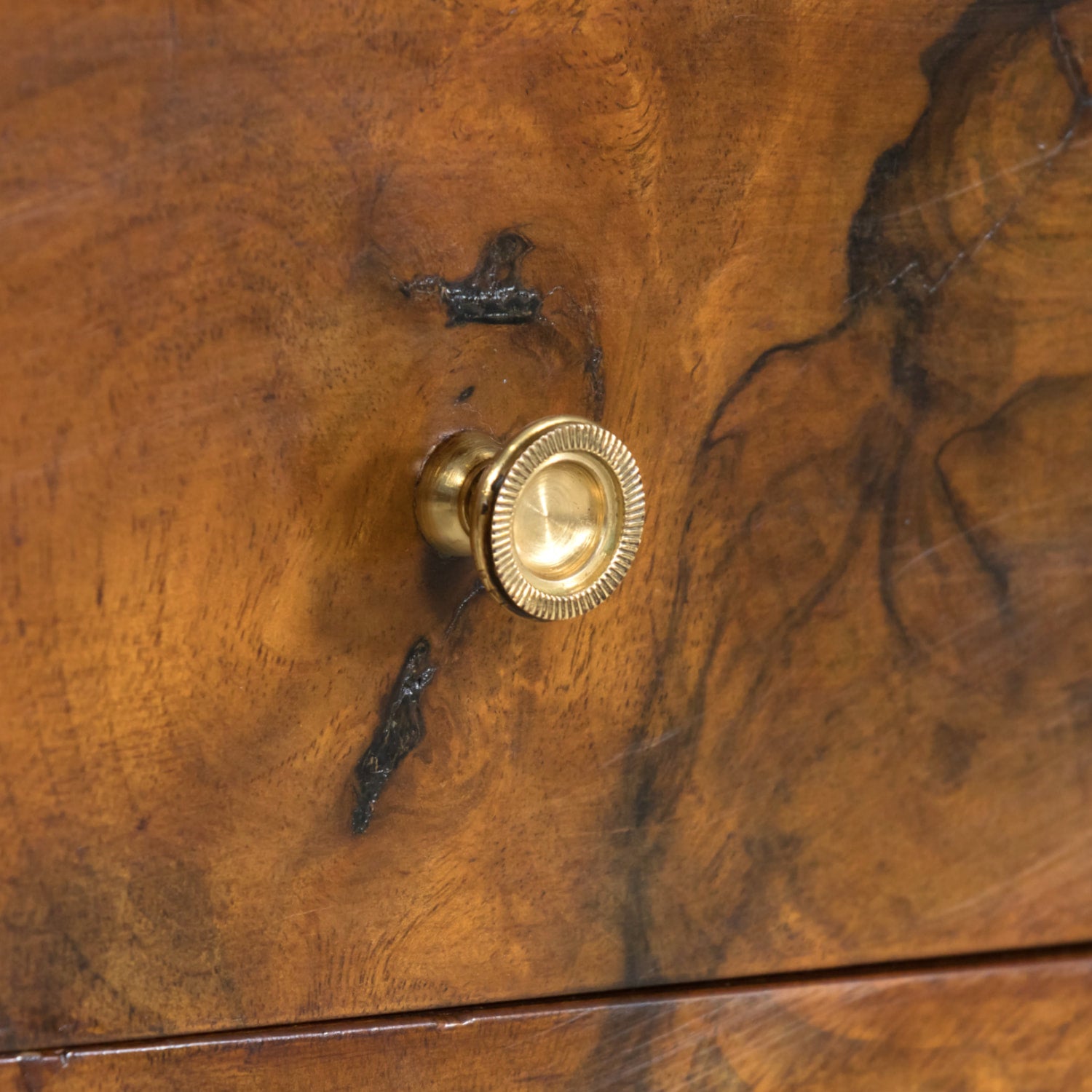 19th Century French Louis XVI Style Walnut and Burled Walnut Bookmatched Front Petite Commode