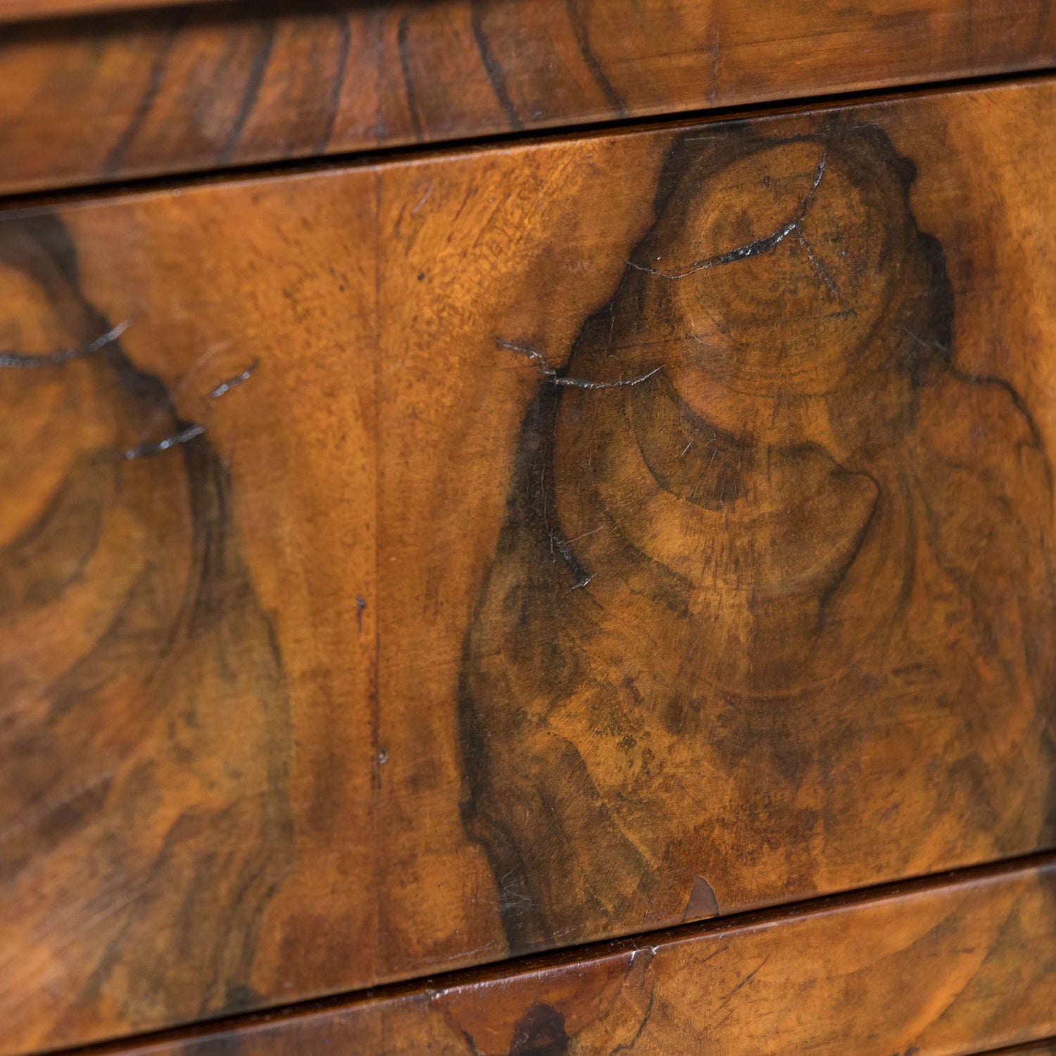 19th Century French Louis XVI Style Walnut and Burled Walnut Bookmatched Front Petite Commode