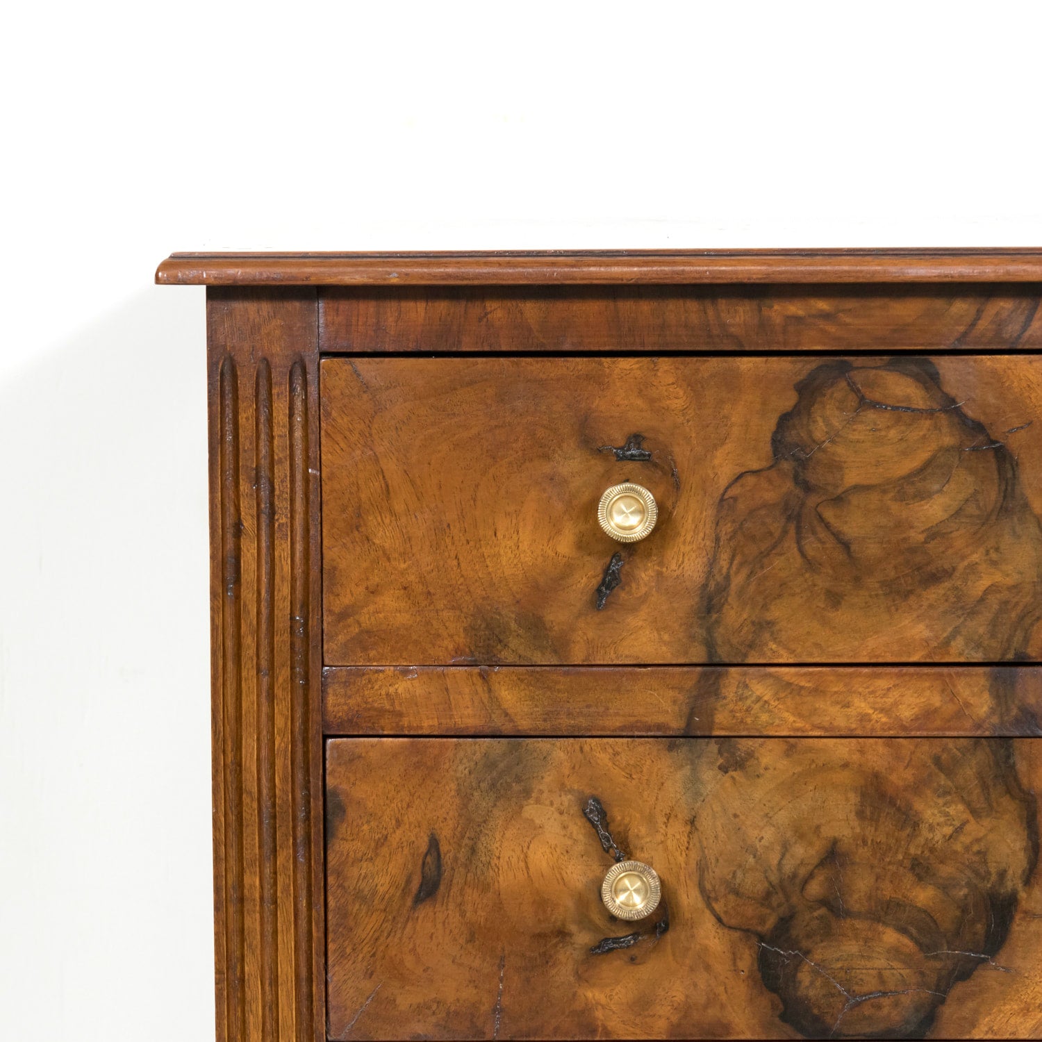 19th Century French Louis XVI Style Walnut and Burled Walnut Bookmatched Front Petite Commode