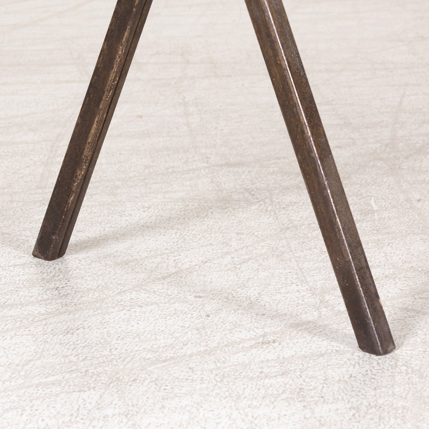 Antique French Washed Oak Console Table with Iron Base