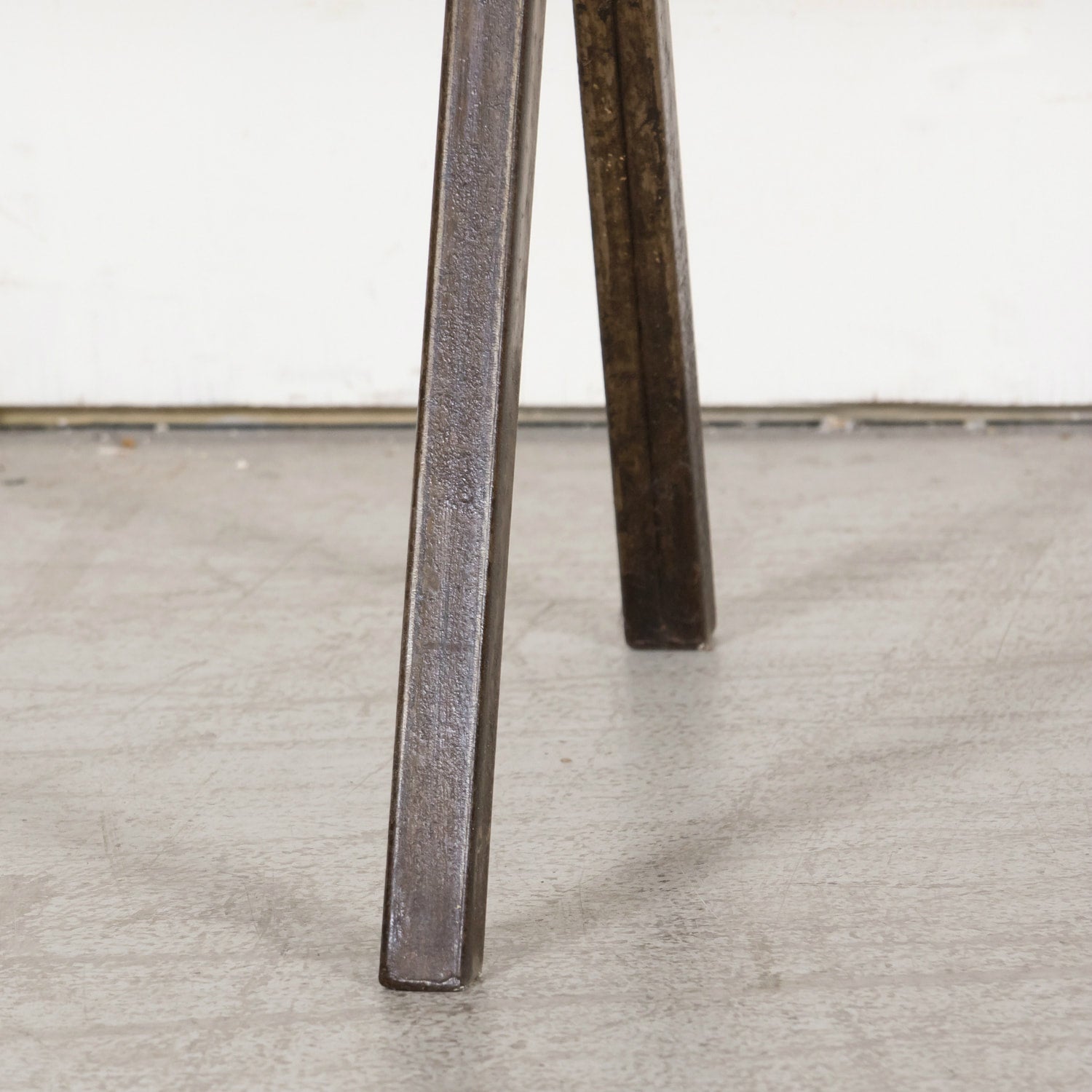 Antique French Washed Oak Console Table with Iron Base