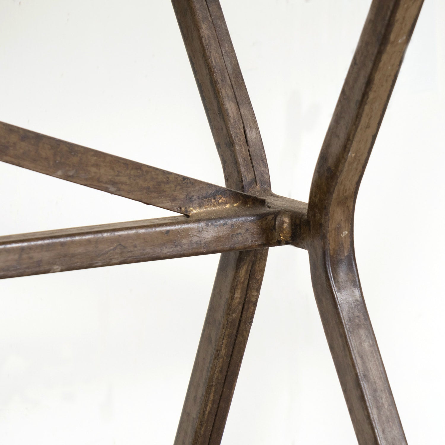 Antique French Washed Oak Console Table with Iron Base