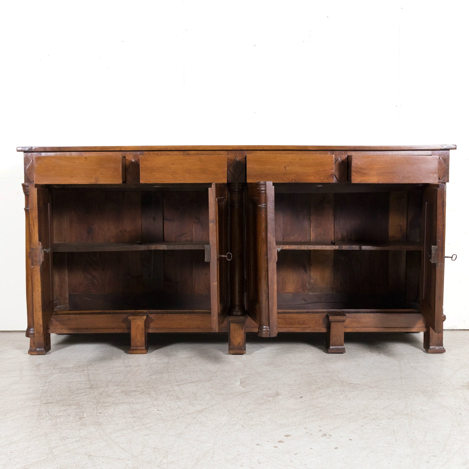 18th Century French Empire Period Solid Walnut Lyonnaise Enfilade Buffet