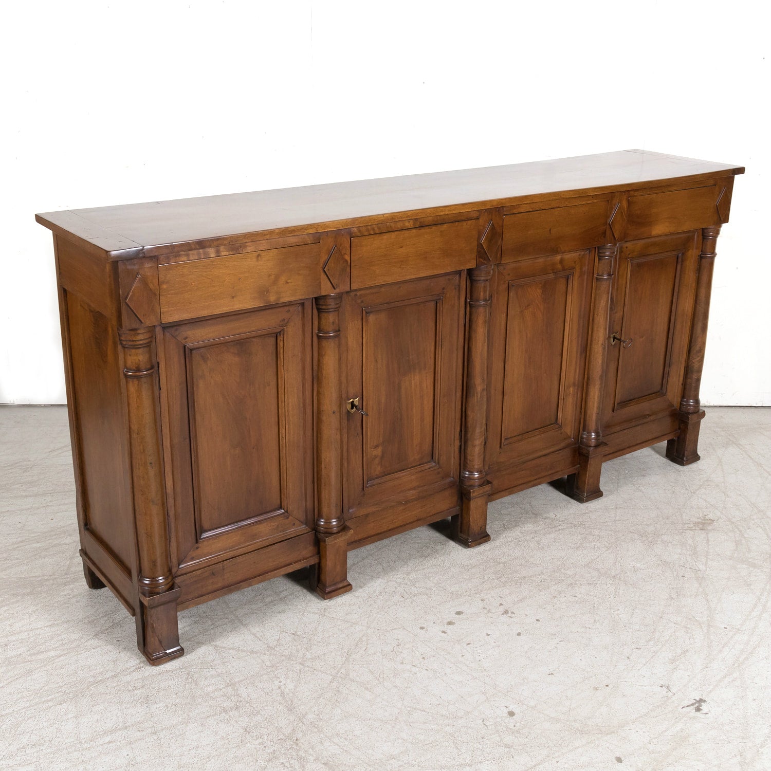 18th Century French Empire Period Solid Walnut Lyonnaise Enfilade Buffet