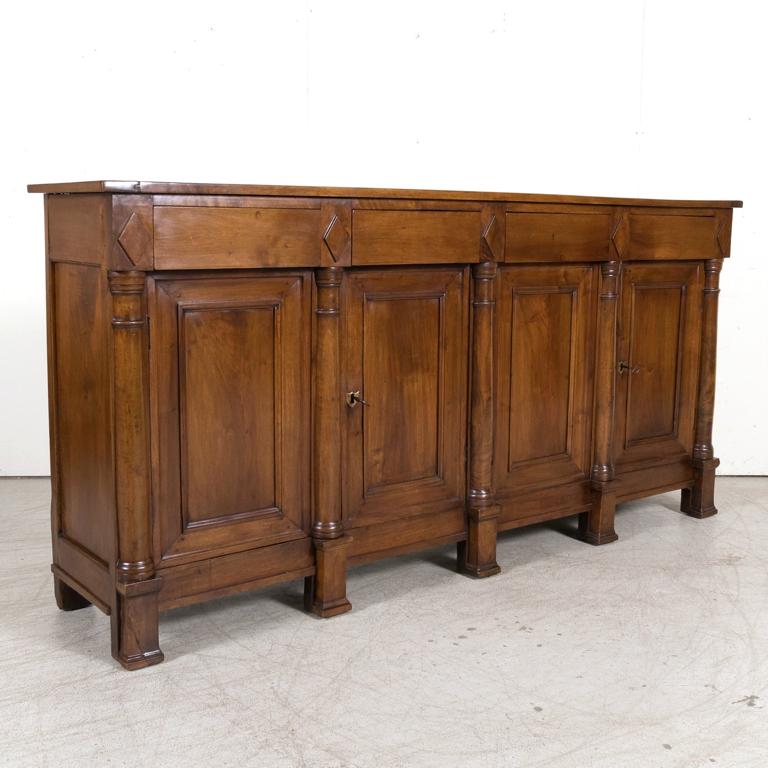 18th Century French Empire Period Solid Walnut Lyonnaise Enfilade Buffet
