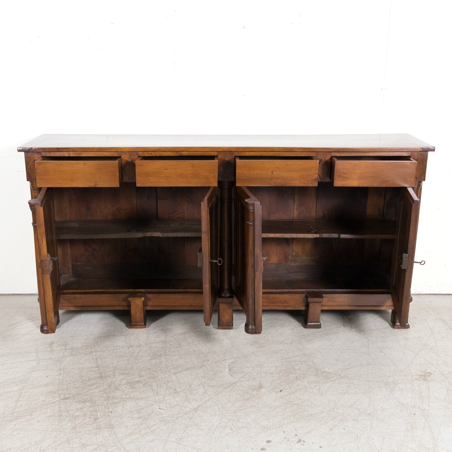 18th Century French Empire Period Solid Walnut Lyonnaise Enfilade Buffet