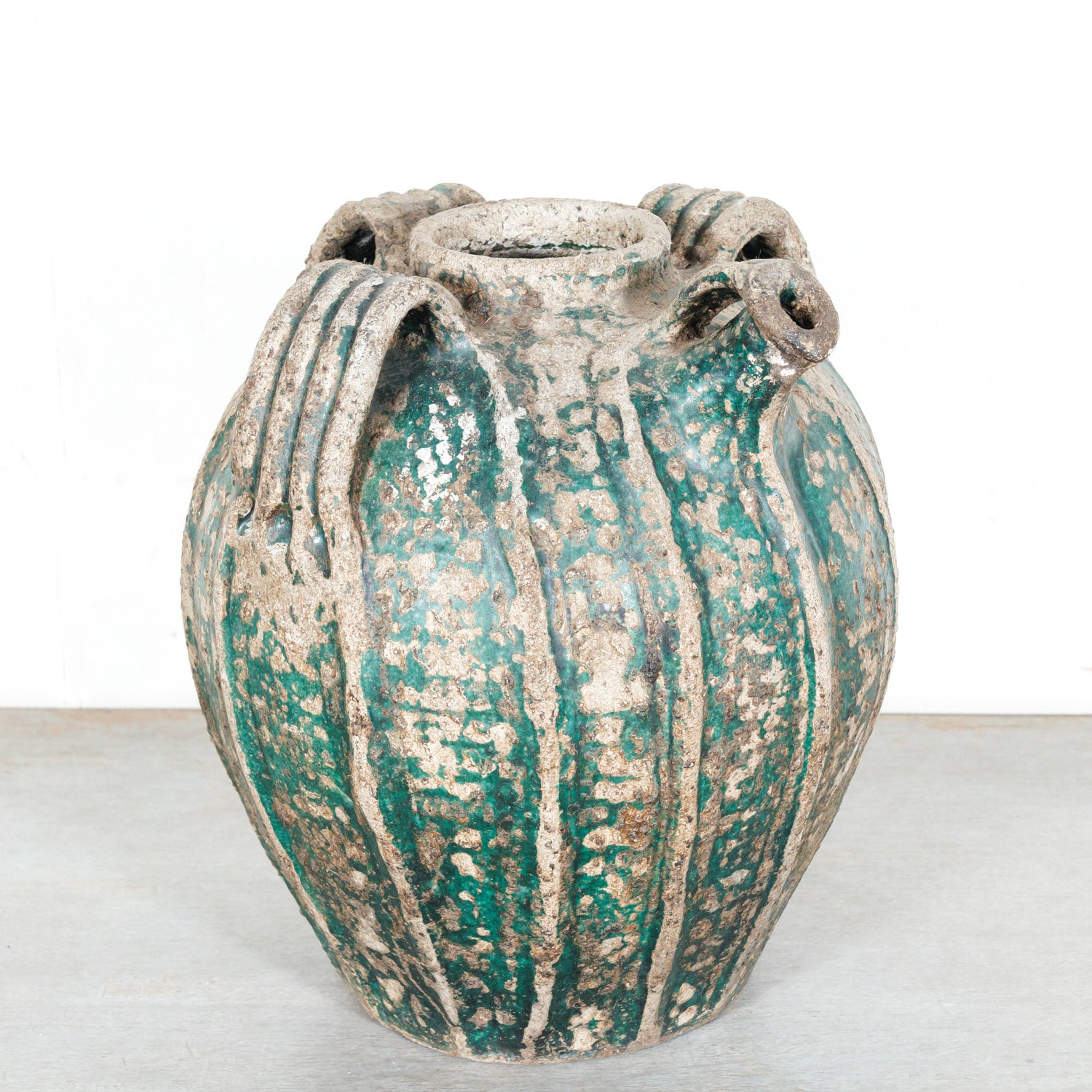 Rare 18th Century French Glazed Terracotta Cruche du Quercy or Walnut Oil Jug