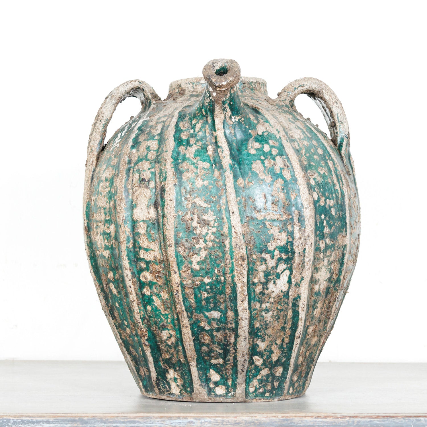 Rare 18th Century French Glazed Terracotta Cruche du Quercy or Walnut Oil Jug