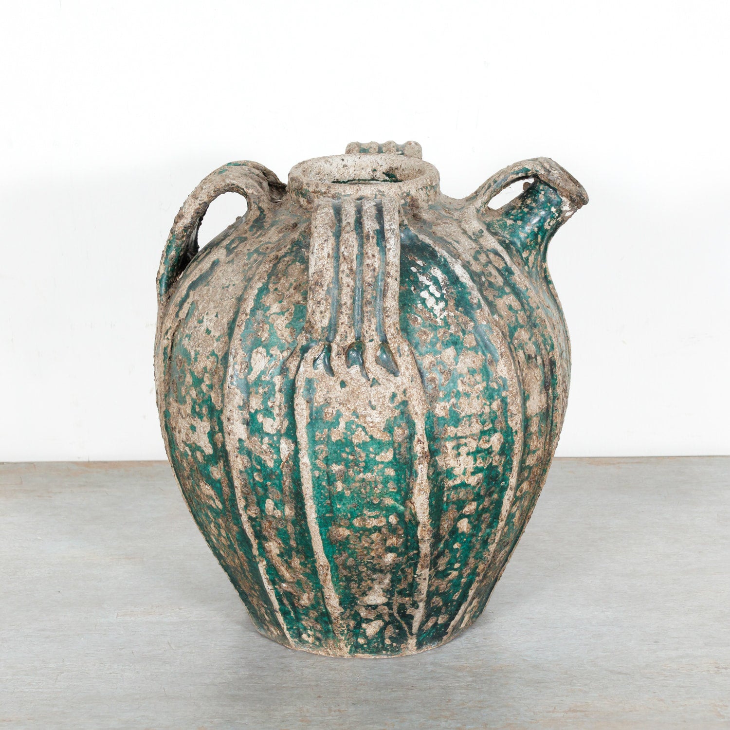 Rare 18th Century French Glazed Terracotta Cruche du Quercy or Walnut Oil Jug