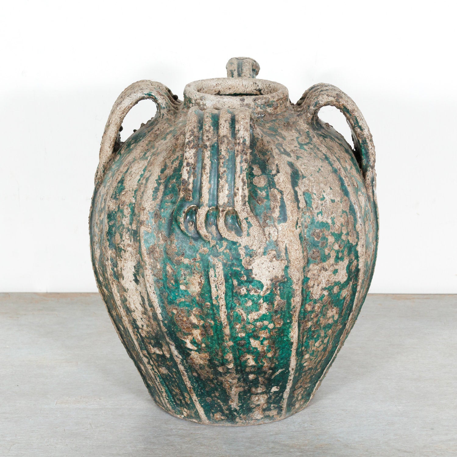 Rare 18th Century French Glazed Terracotta Cruche du Quercy or Walnut Oil Jug