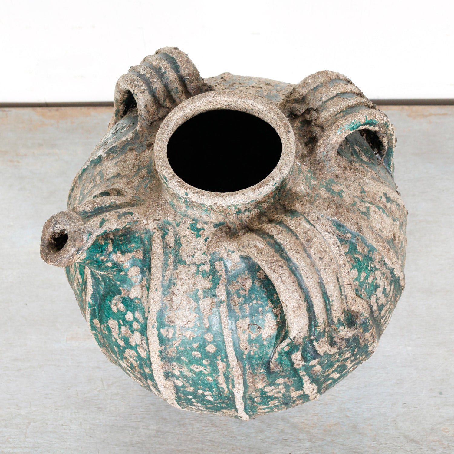 Rare 18th Century French Glazed Terracotta Cruche du Quercy or Walnut Oil Jug