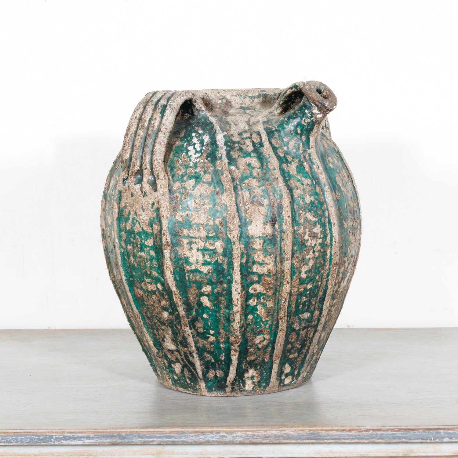 Rare 18th Century French Glazed Terracotta Cruche du Quercy or Walnut Oil Jug