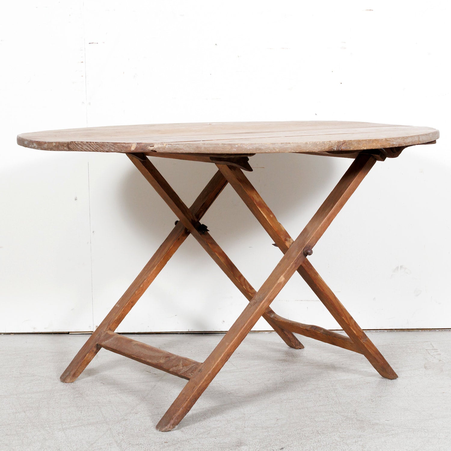 19th Century Rustic French Pine Campaign or Coach Folding Table