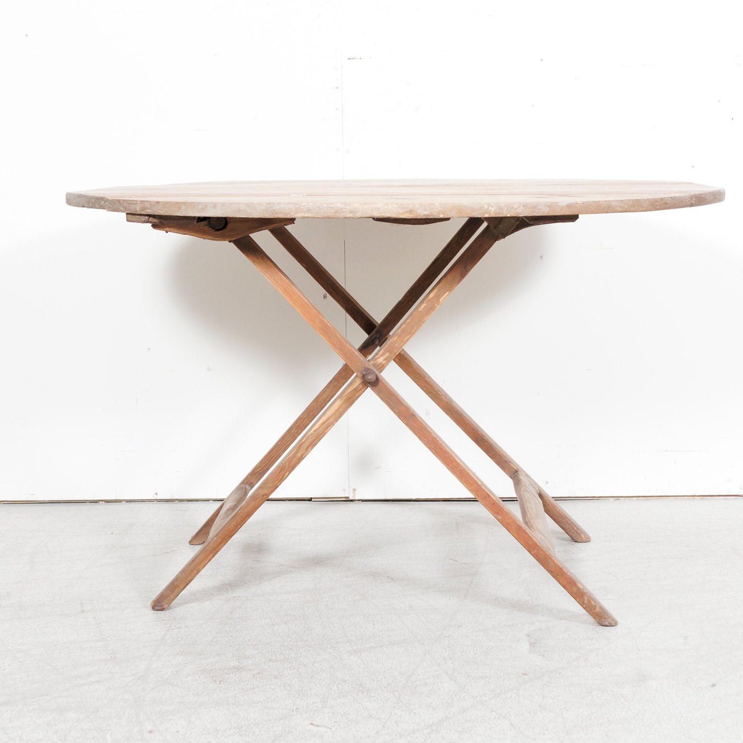 19th Century Rustic French Pine Campaign or Coach Folding Table