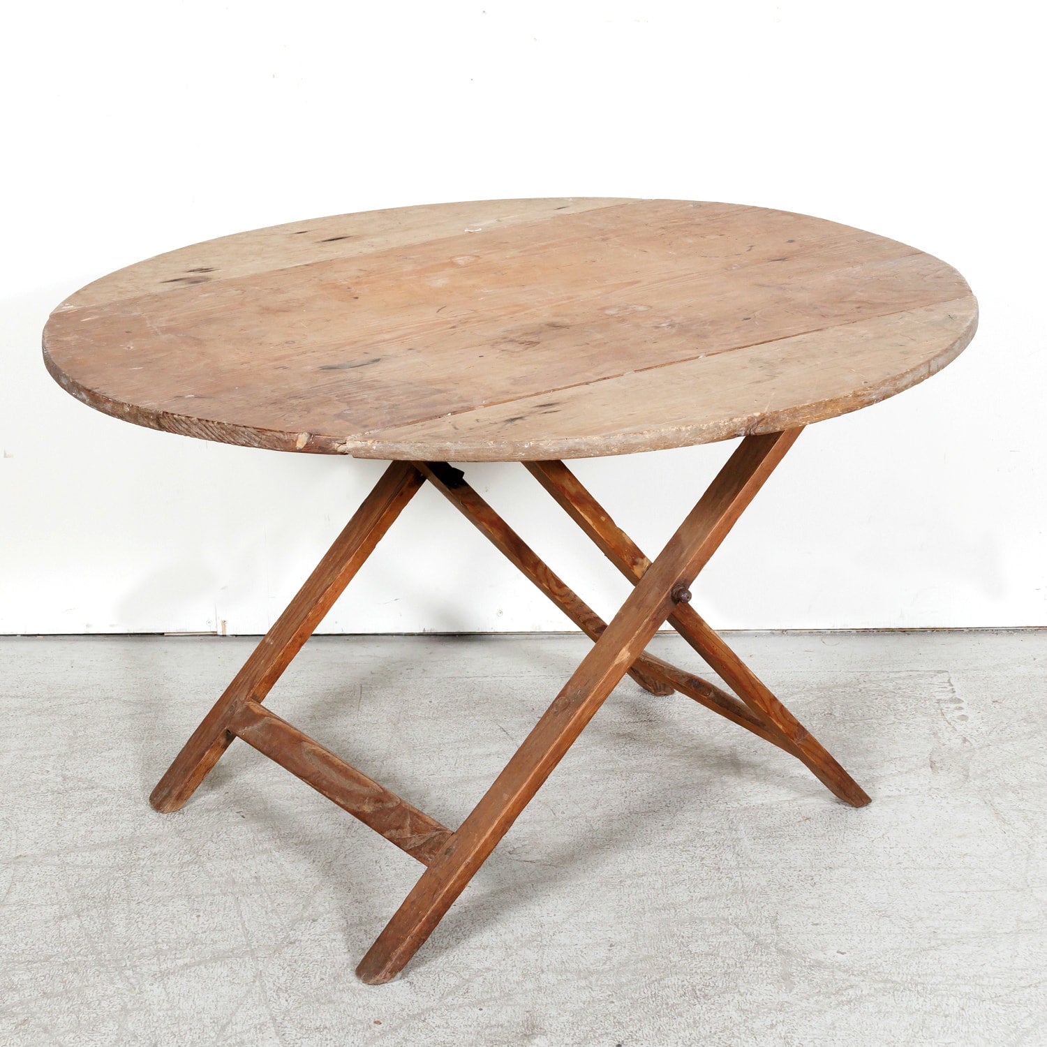 19th Century Rustic French Pine Campaign or Coach Folding Table