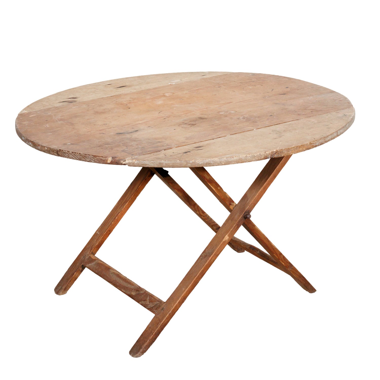 19th Century Rustic French Pine Campaign or Coach Folding Table